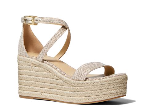 michael michael kors serena leather wedge sandal|Michael Kors denim wedges.